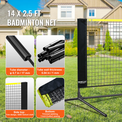 VEVOR 4,2M Badminton Netz Set Outdoor Tragbare Volleyball Pickleball Tennis Netz