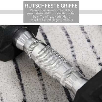 Hexagon Kurzhanteln Gusseisen Hanteln Griff Gerändelt Gewichte 2 X 10 KG