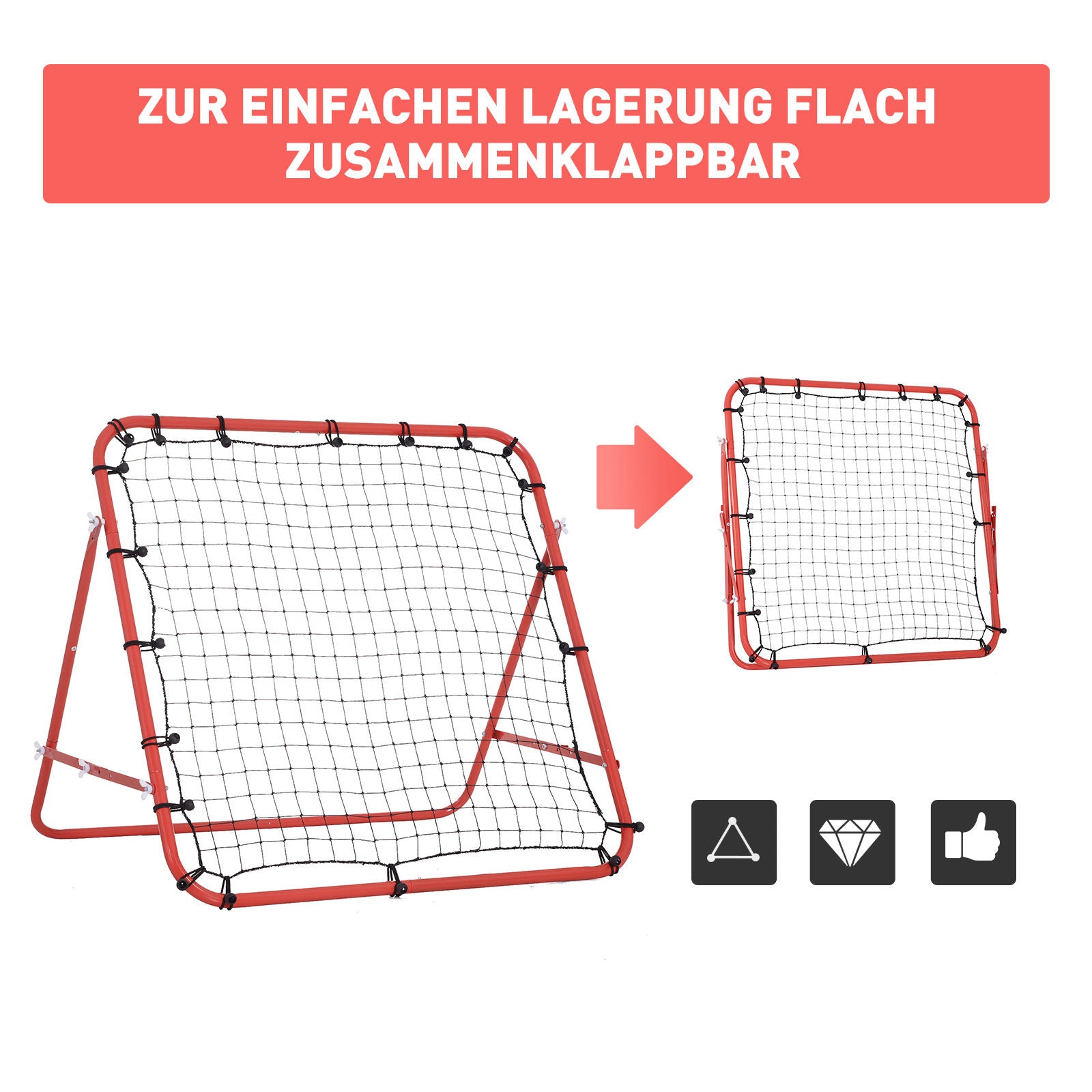 Fußball Rebounder Kickback Tor Rückprallwand Trainingsnetz Metallrohr