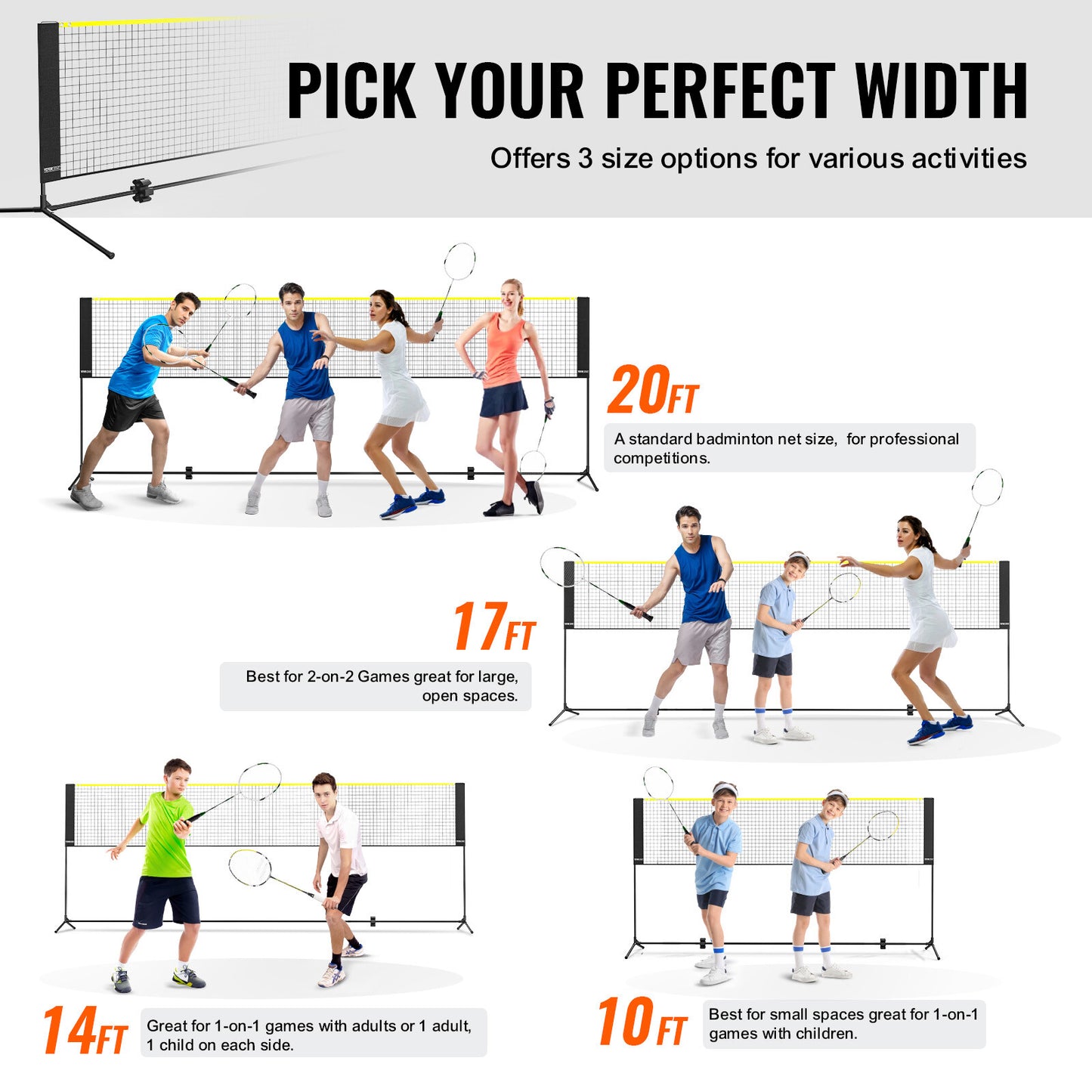 VEVOR 4,2M Badminton Netz Set Outdoor Tragbare Volleyball Pickleball Tennis Netz