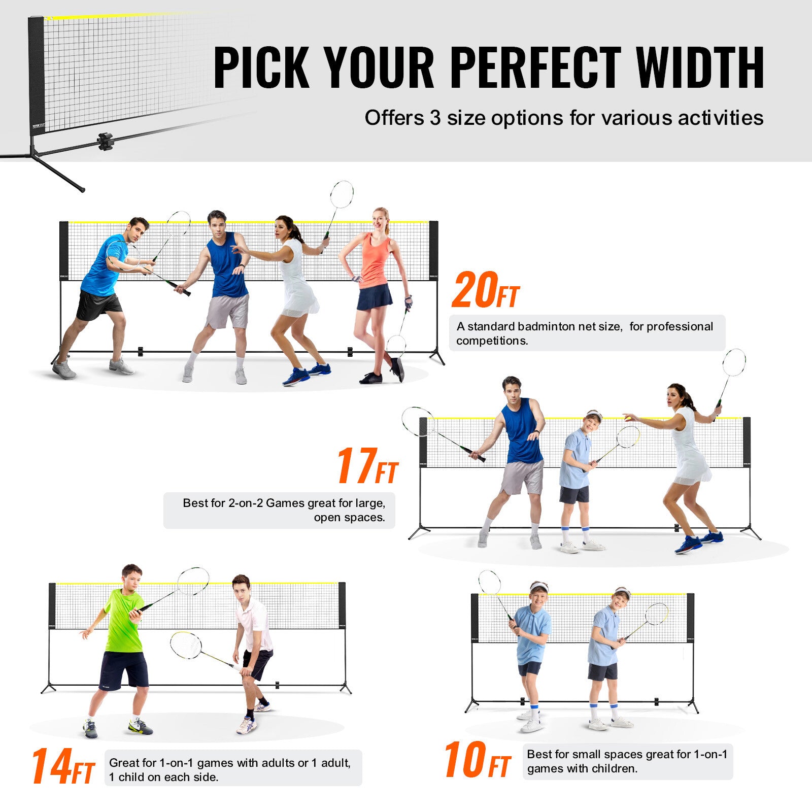 VEVOR 4,2M Badminton Netz Set Outdoor Tragbare Volleyball Pickleball Tennis Netz