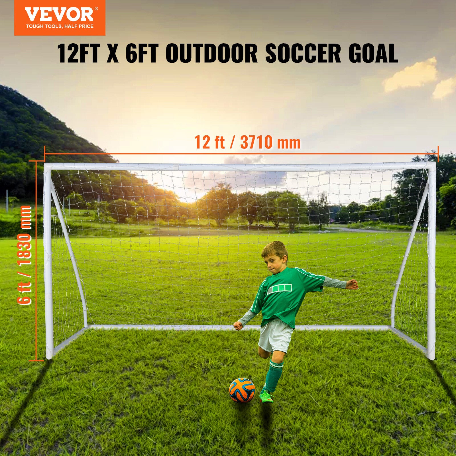 VEVOR Fußballtor Profi Soccertor Fußballtor Tragbar 3710X1215X1830
