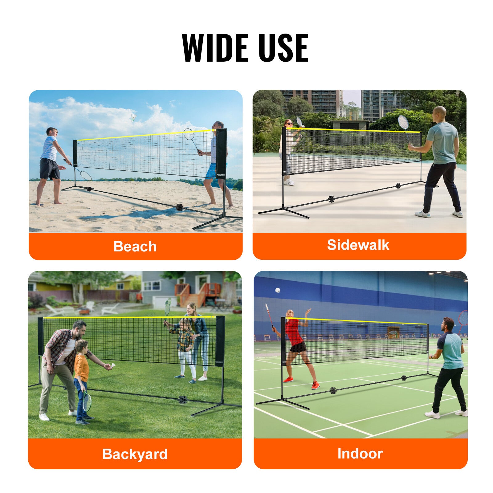 VEVOR 4,2M Badminton Netz Set Outdoor Tragbare Volleyball Pickleball Tennis Netz
