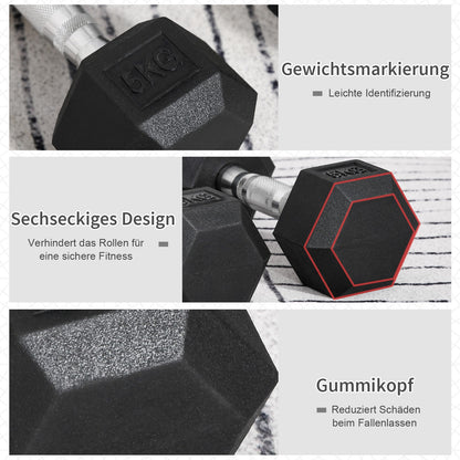 Hexagon Kurzhanteln Gusseisen Hanteln Griff Gerändelt Gewichte 2 X 5 KG