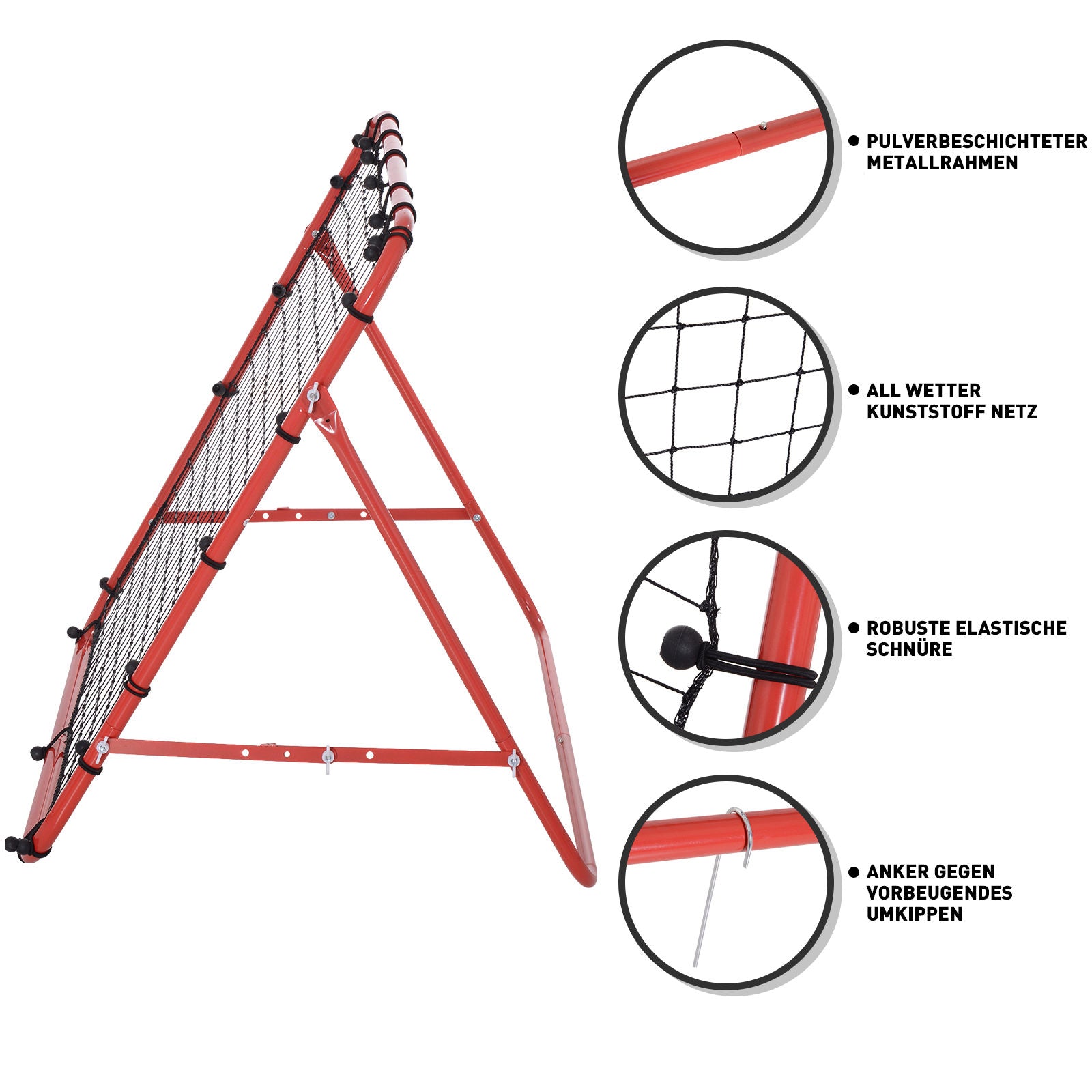 Fußball Rebounder Kickback Tor Rückprallwand Trainingsnetz Metallrohr