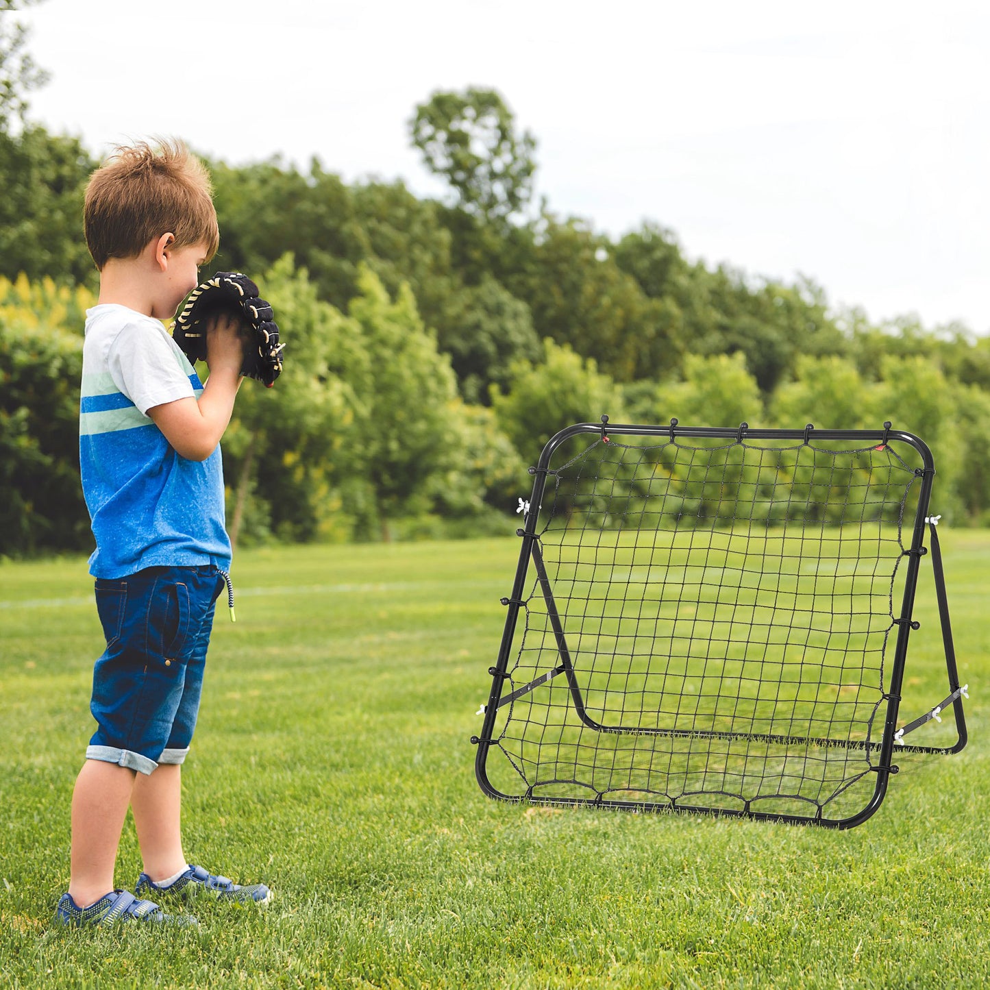 Fußball Rebounder Kickback Tor Rückprallwand Trainingsnetz Metallrohr