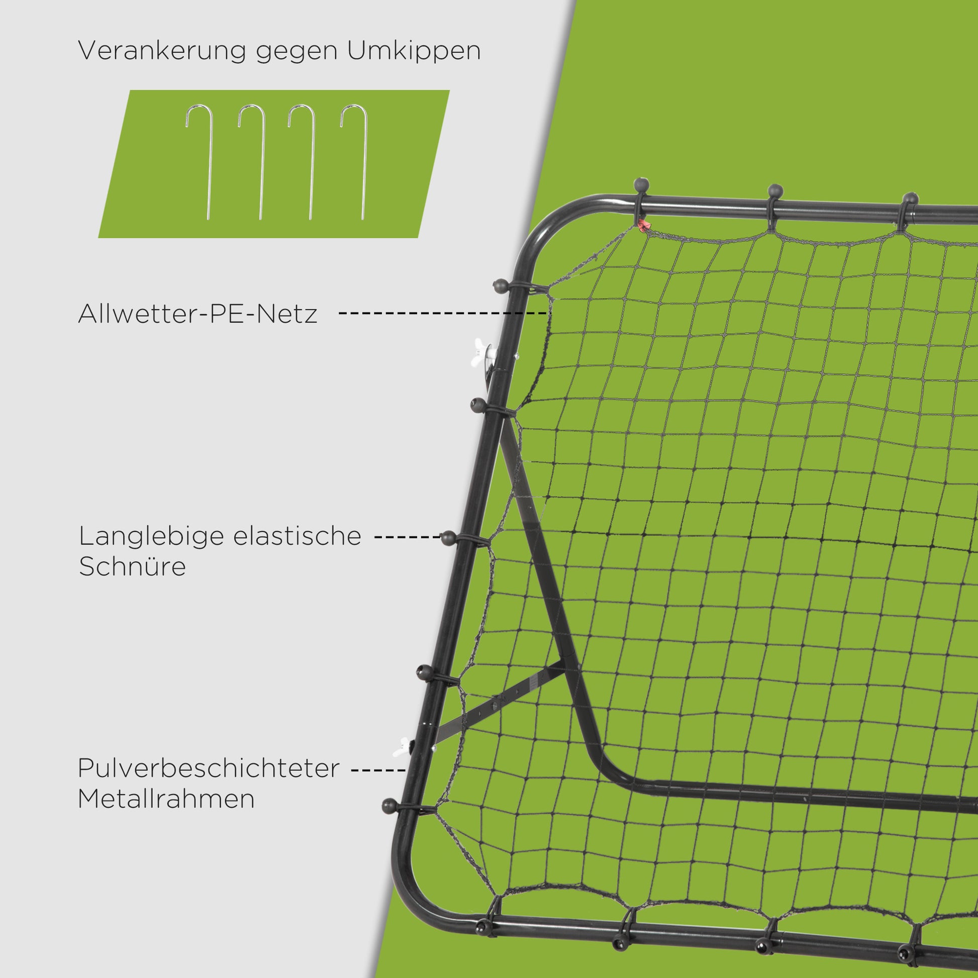 Fußball Rebounder Kickback Tor Rückprallwand Trainingsnetz Metallrohr